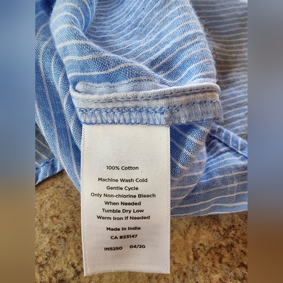 Talbots Band Collar Popover Sunny Stripe Blue and White Plus Size X - Picture 11 of 12